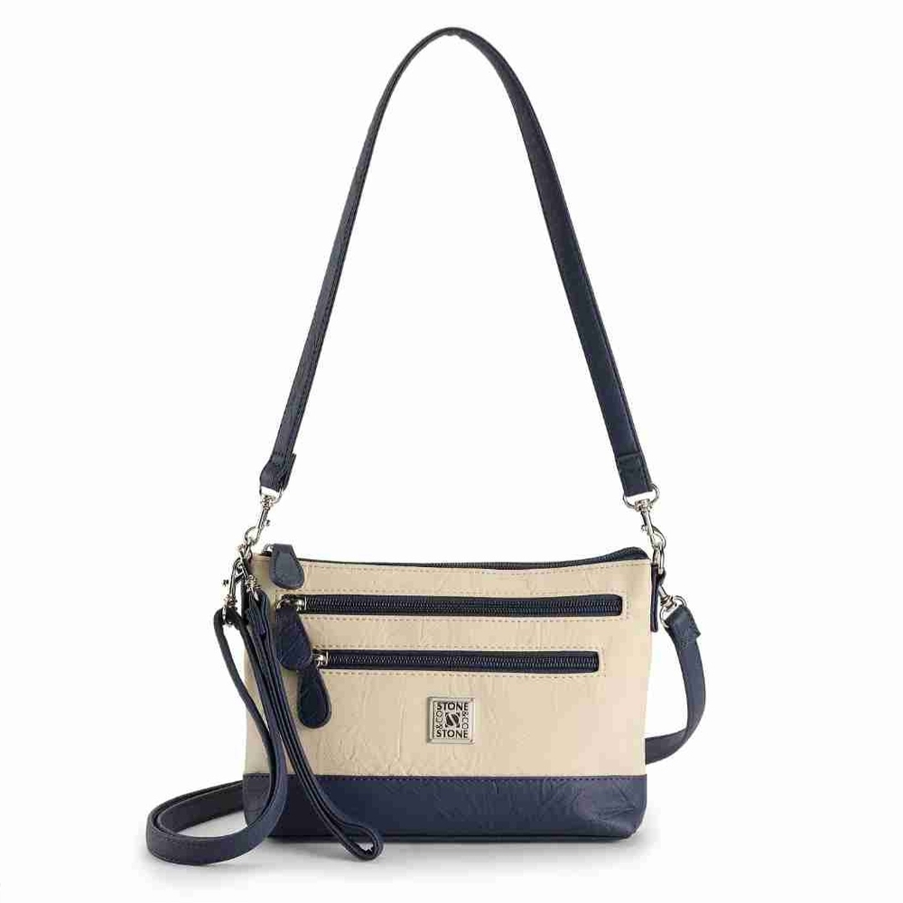 Stone Mountain Accessories Blue and Cream Crossbody Bag with Adjustable Strap